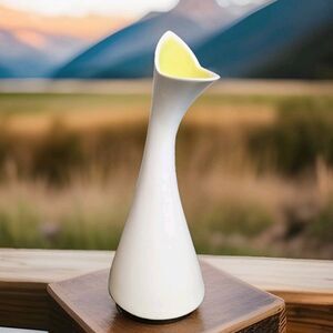 Vintage J. Frederick Design Vase SIGNED Mid Century Simple Splash Yellow Inside